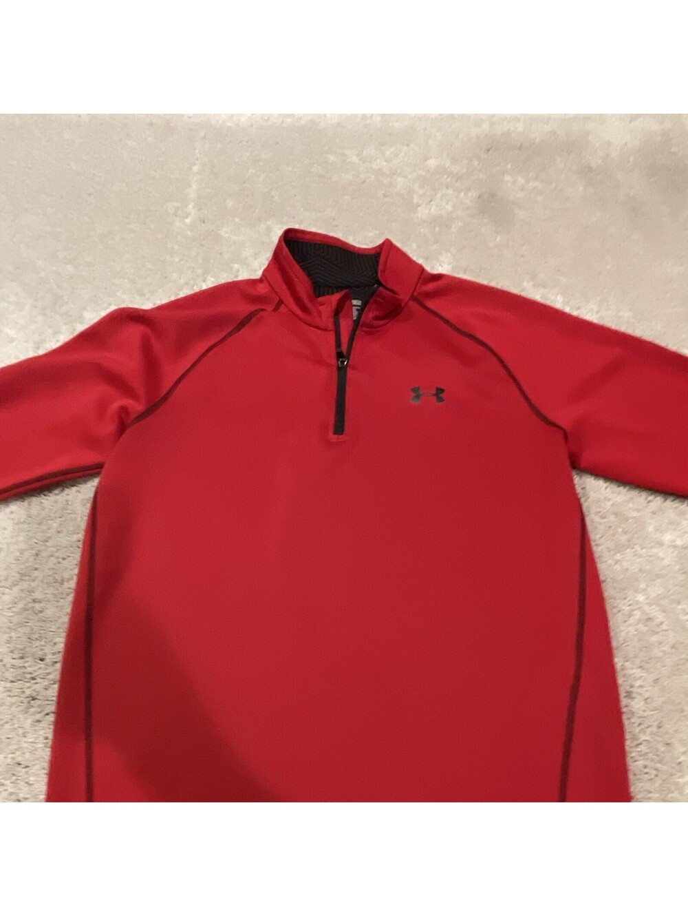 Under Armour ColdGear Men's XL Red 1/4 Zip Mock Neck Fitted Poly Pullover